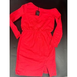 Philanthropy NWT Red Rosebud Dress One‎ Shoulder Long Sleeve Size Medium